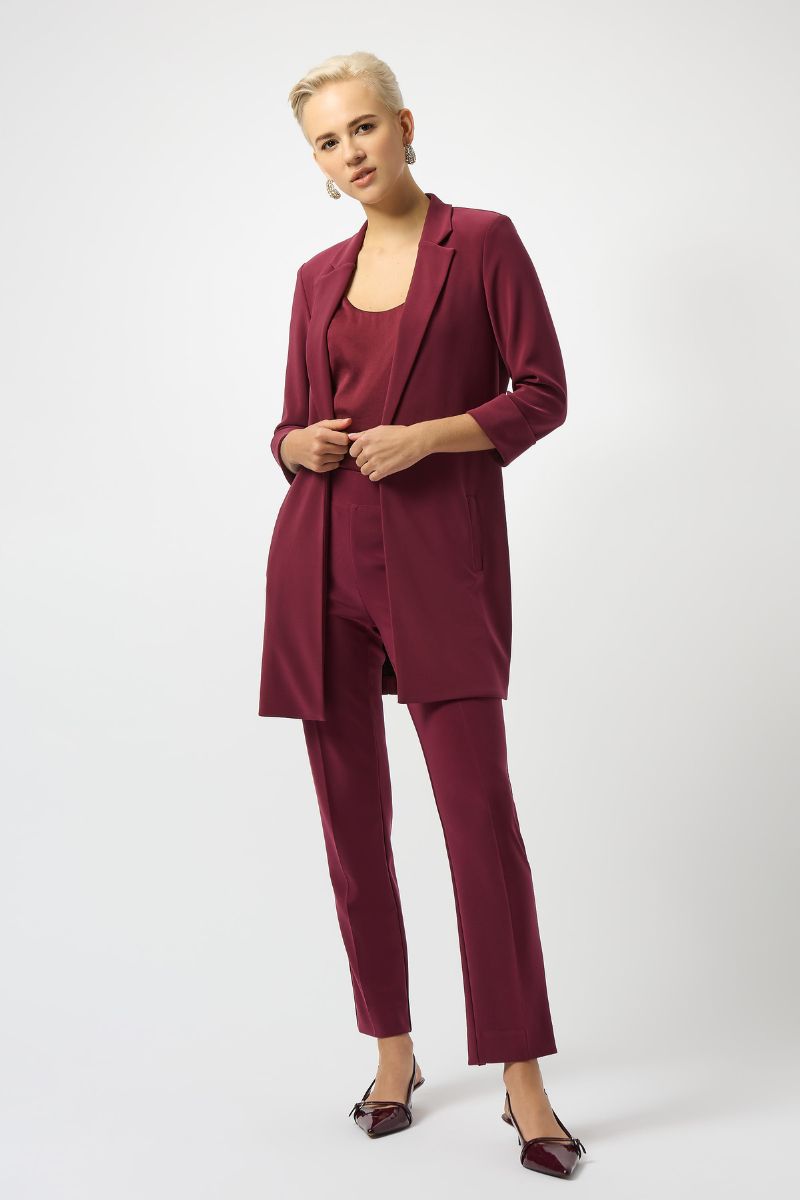 Classic Straight Pant 143105F25 in Merlot by Joseph Ribkoff