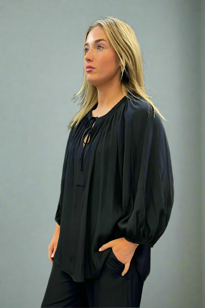 Artisan Blouse in Navy F67 7076 by Mela Purdie in 18