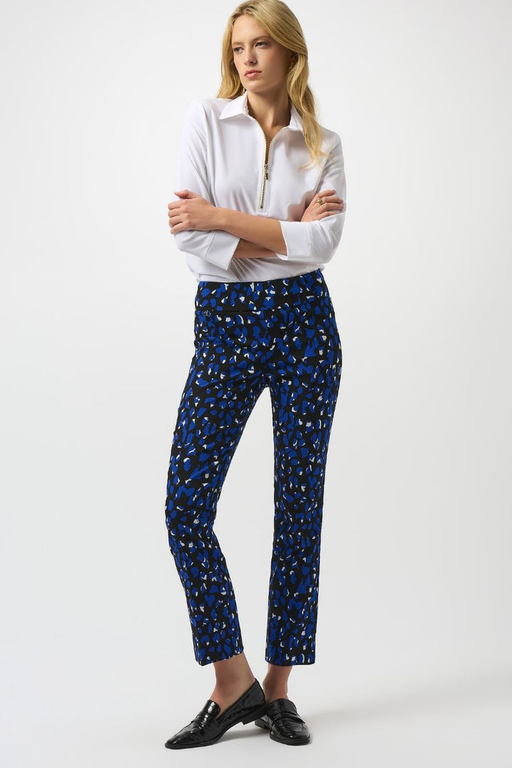 Joseph Ribkoff Millennium Print Straight Leg Pull-On Pants 253268 Royal Sapphire in Royal Saphire / 16