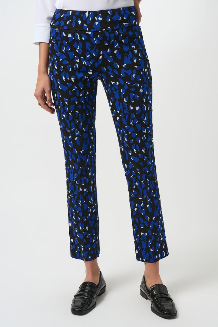 Joseph Ribkoff Millennium Print Straight Leg Pull-On Pants 253268 Royal Sapphire in Royal Saphire / 16