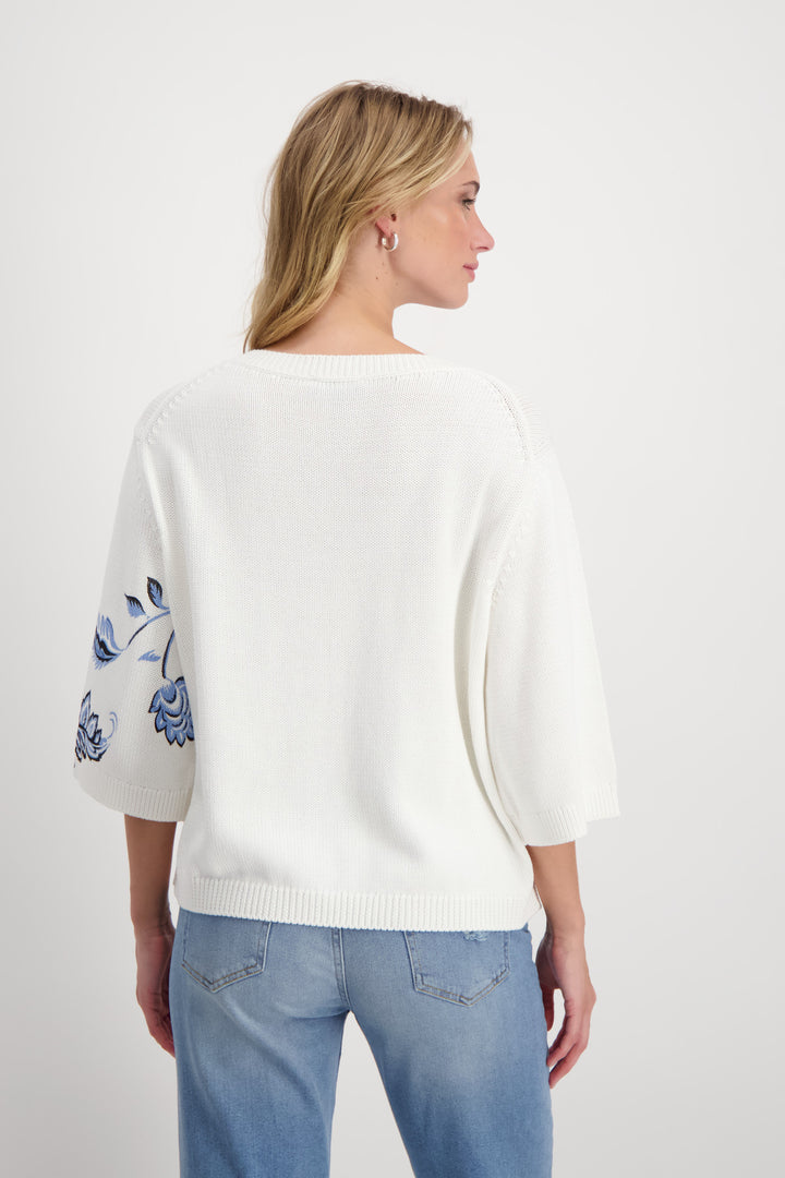 Pull en coton à imprimé fleuri 408421 de Monari in 42