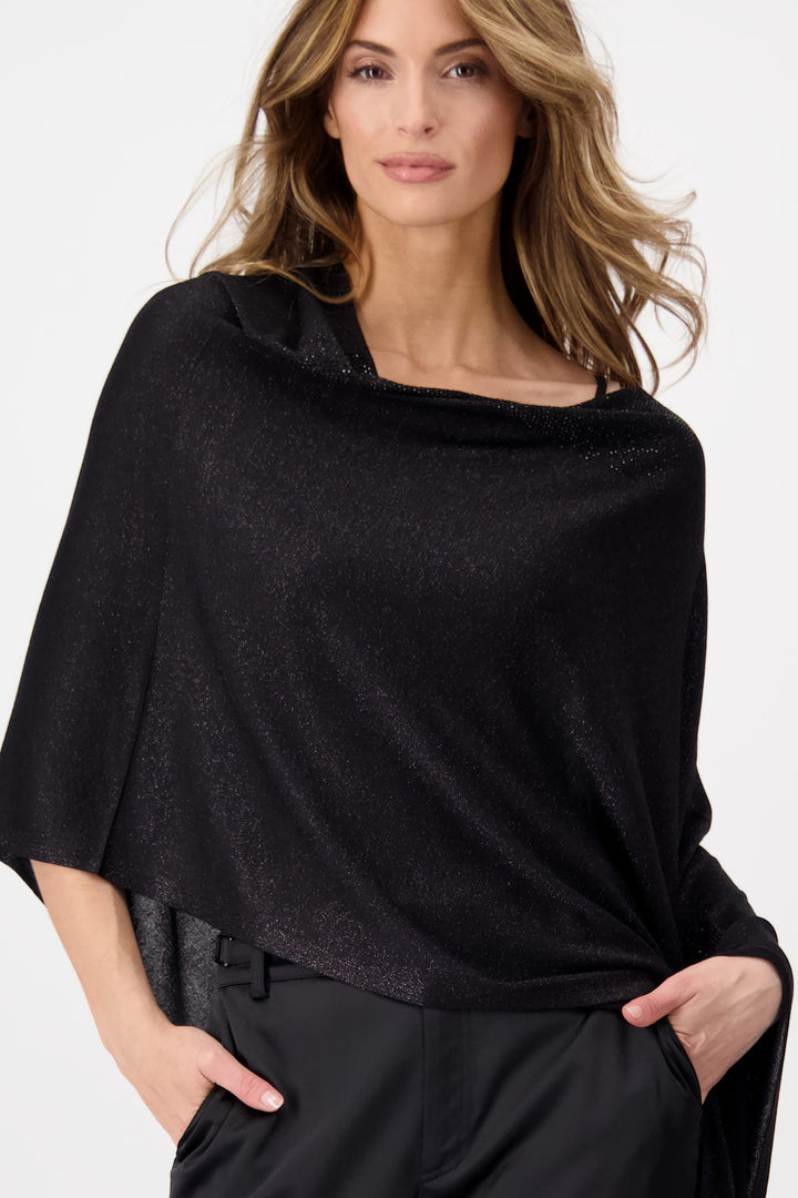 Asymmetrical Poncho 807518MNR in Black by Monari in 40