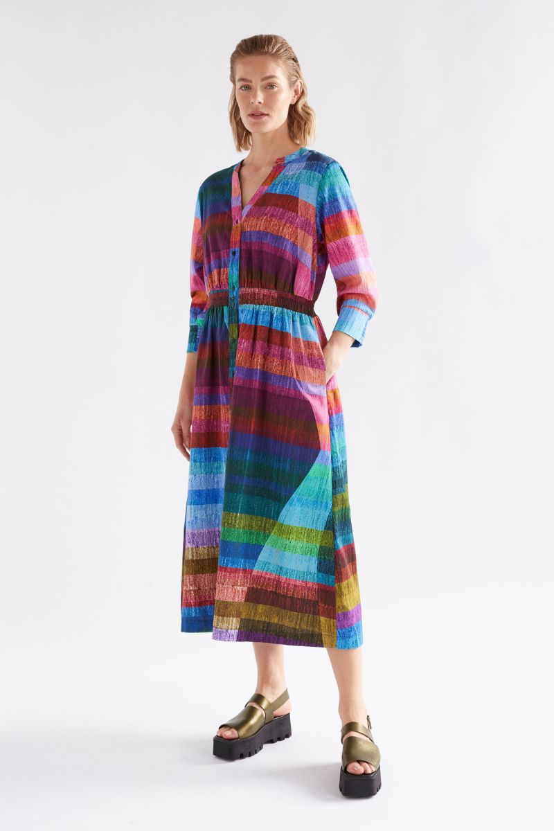 Gia 3/4 sleeve shirt dress in Komi Print A1270 by Elk the Label