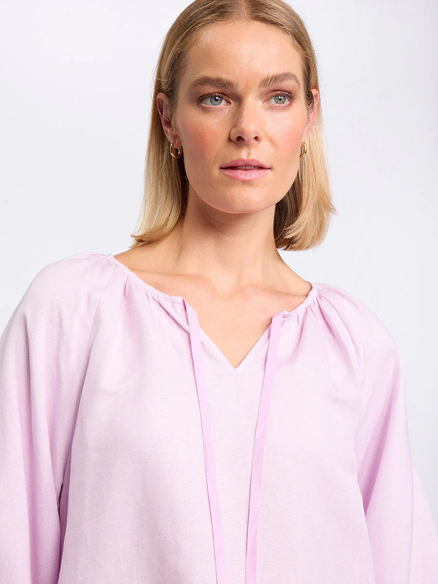 Raglan Sleeve Peasant Top in Pink Salt YTMS54666 by Marco Polo - front detail