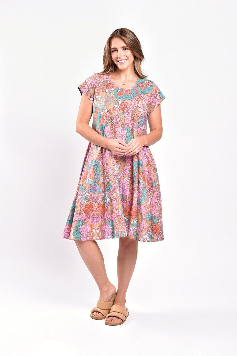 Short sleeved dress in pink cotton 3303 by Saint Lori