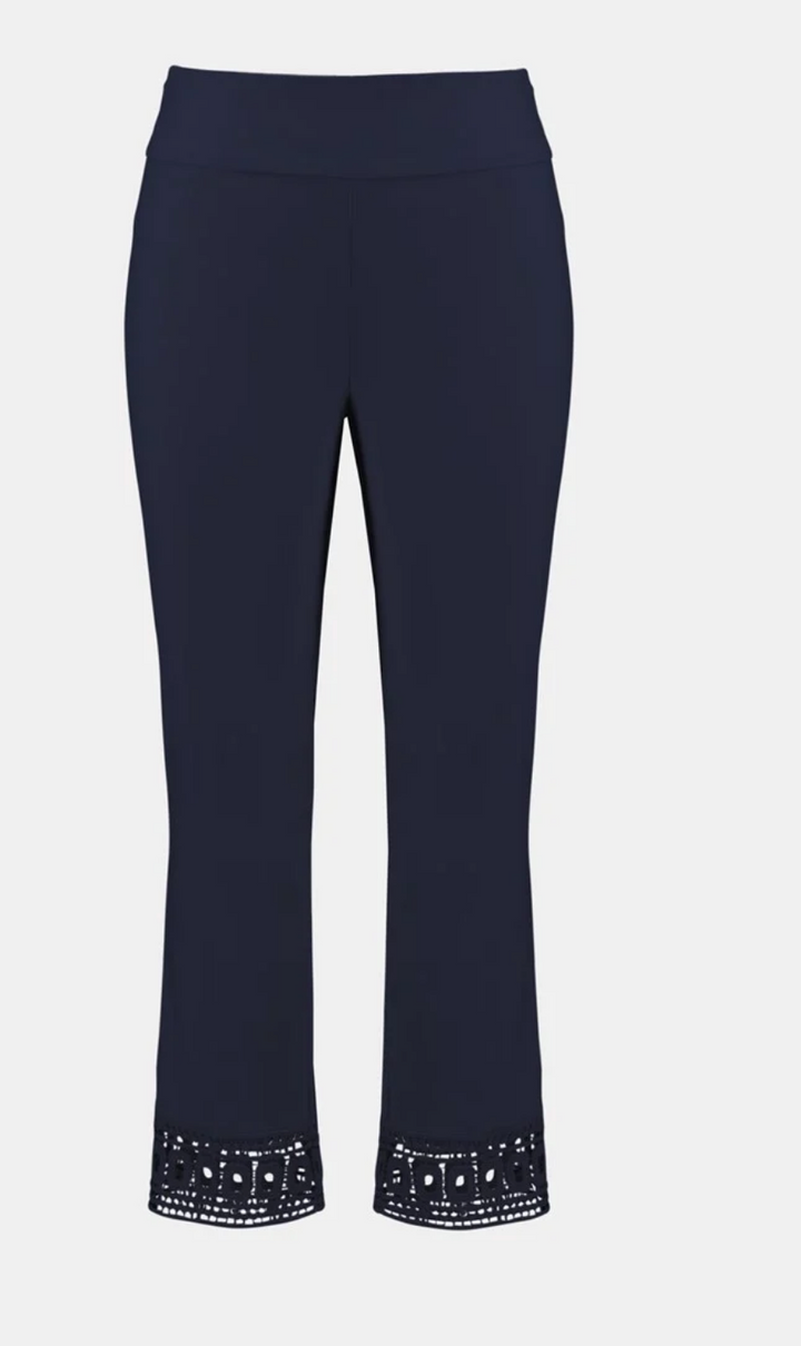 Millenium Cropped Pull On Pant in Black, White, Moonstone & Navy by Joseph Ribkoff 251053 in Navy / 12