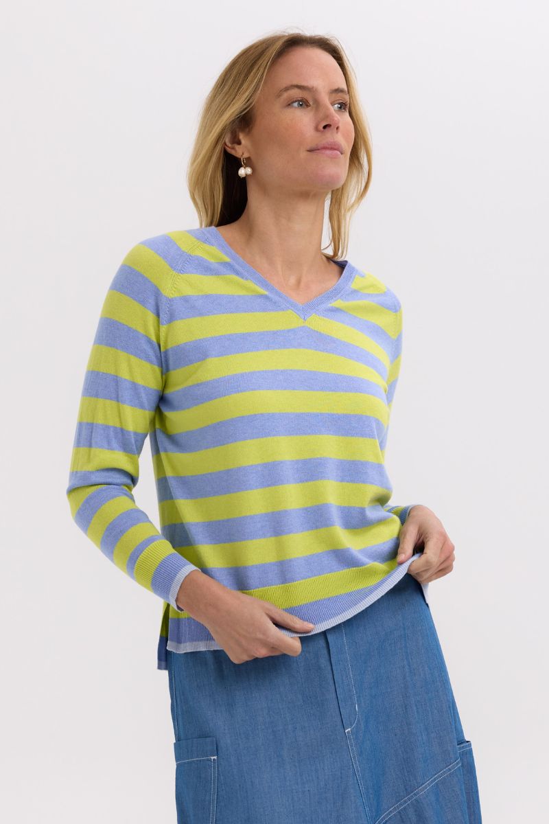 Essential Stripe V neck ZP7701 by Zaket & Plover
