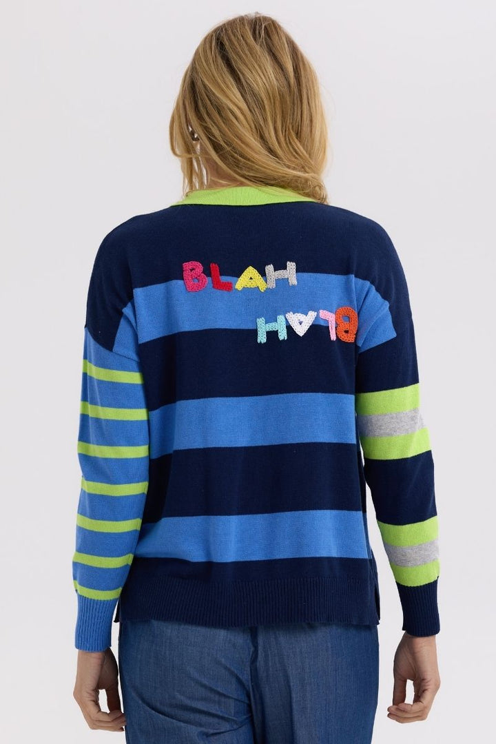 Blah Blah Rugby Top ZP7723 by Zaket & Plover in Navy / XS