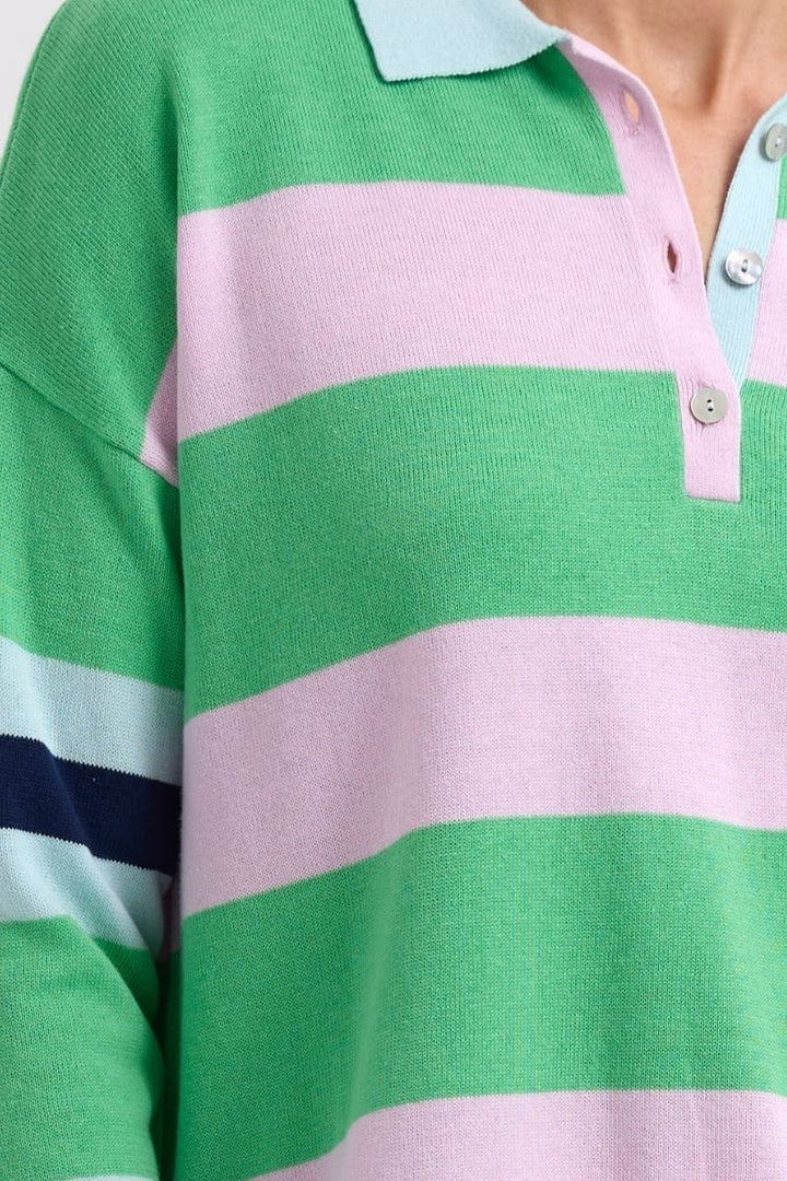 Blah Blah Rugby Top  ZP7723 by Zaket & Plover in Apple in S / Green