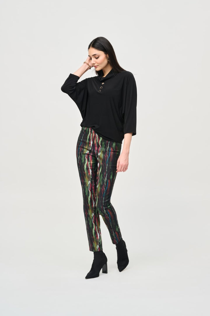 Abstract Print Classic Slim Pull-On Pant in Multi 243916 by Joseph Ribkoff in 2 / Multi