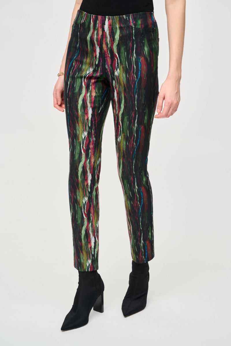 Abstract Print Classic Slim Pull-On Pant in Multi 243916 by Joseph Ribkoff