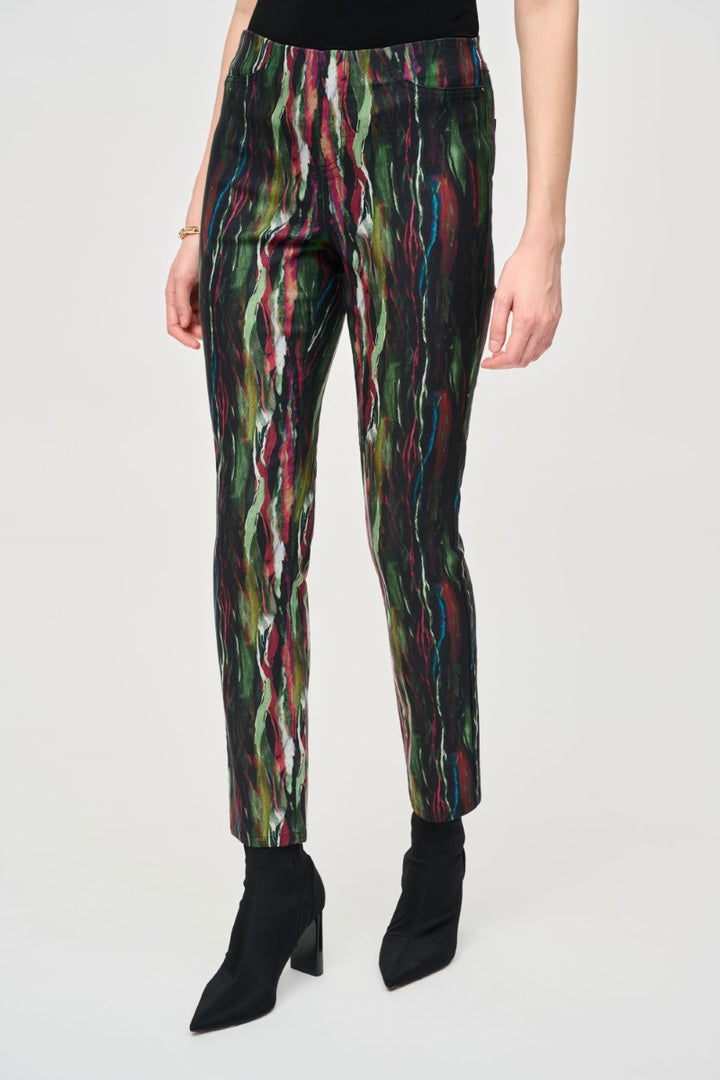 Abstract Print Classic Slim Pull-On Pant in Multi 243916 by Joseph Ribkoff in 2 / Multi