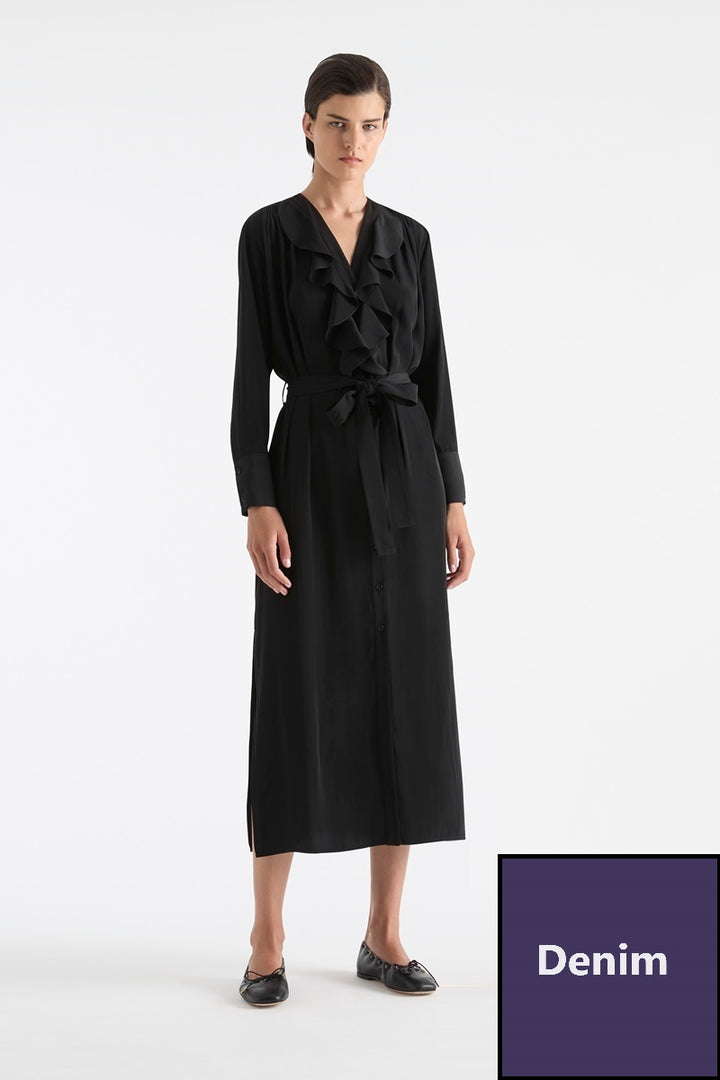 Mela Purdie Billow Dress in Denim F67 3256 by MELA PURDIE in 6-XXS / Denim