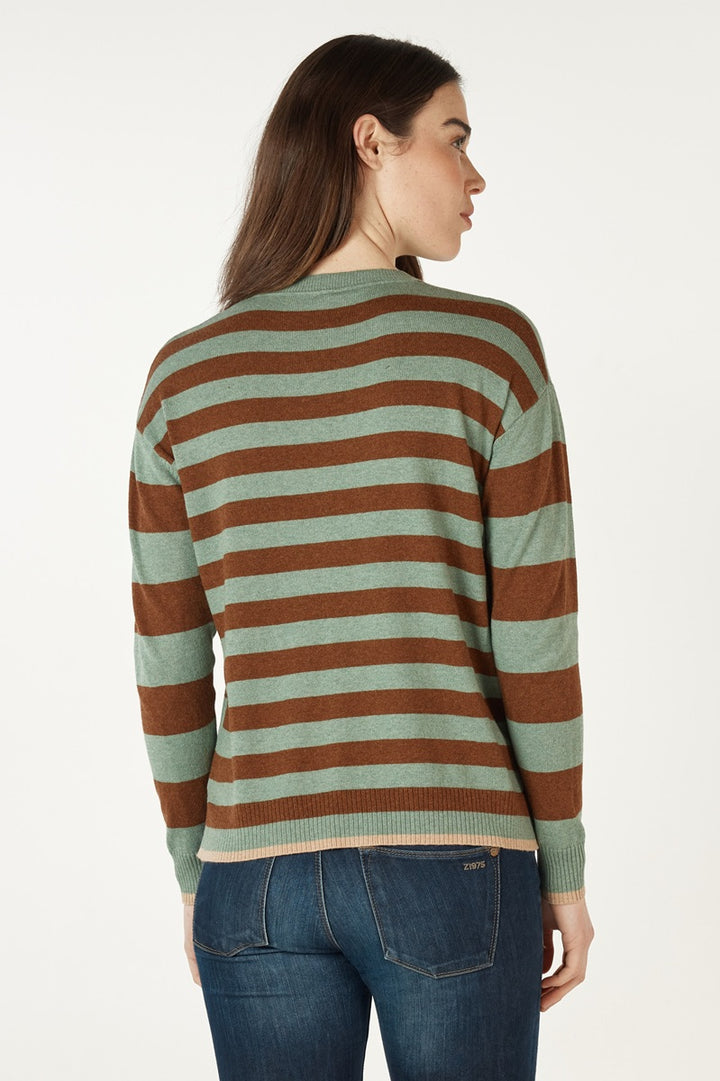 Block Stripe Crew in Moss ZP7127 by Zaket & Plover in XS / Moss