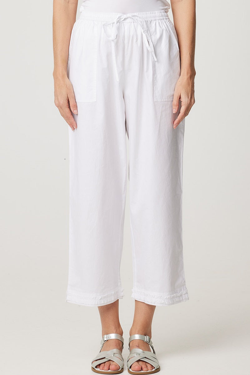 Capri Ruffle Pant in White 49023CCP by Cake Clothing
