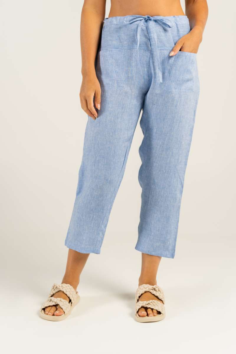 Drawstring Pant in Chambray SW904C by See Saw