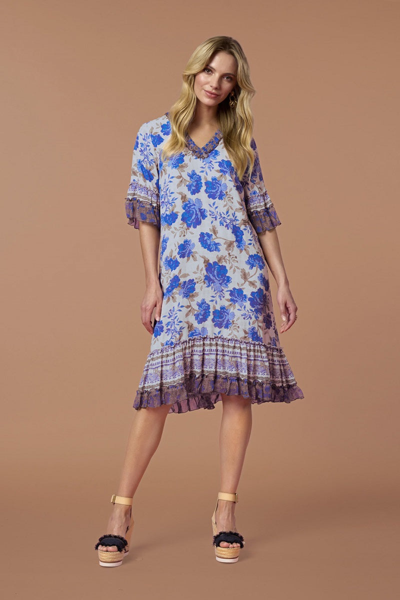 Dreamweaver Shift Dress in Ecru Multi LS2404 by Loobies Story  - OUTLET SALE