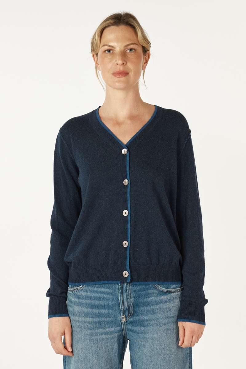 Essential V Cardigan in Denim ZP7154 by Zaket & Plover