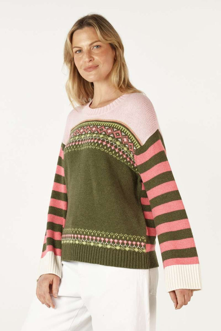 Fairisle Jumper ZP7102 by Zaket & Plover in L / Olive
