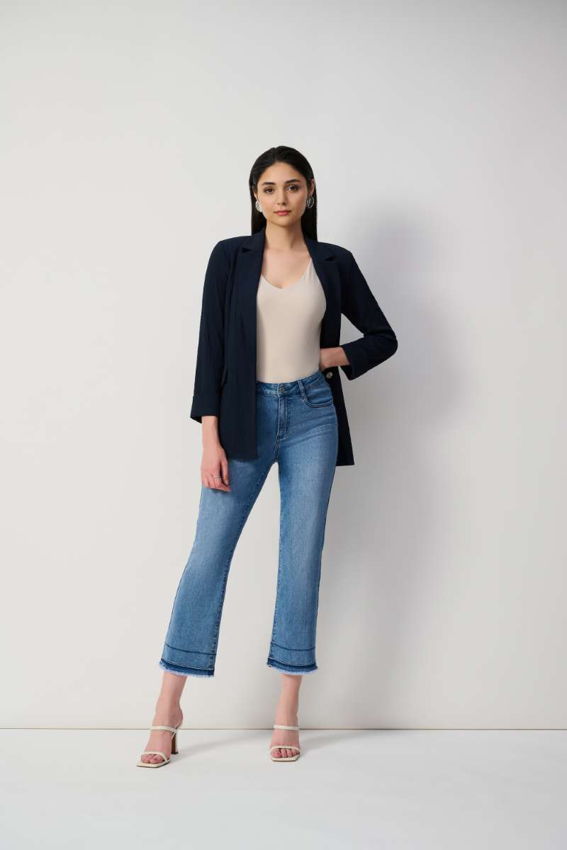 Flare Crop Stretch Jeans in Vintage Blue 251957 by Joseph Ribkoff