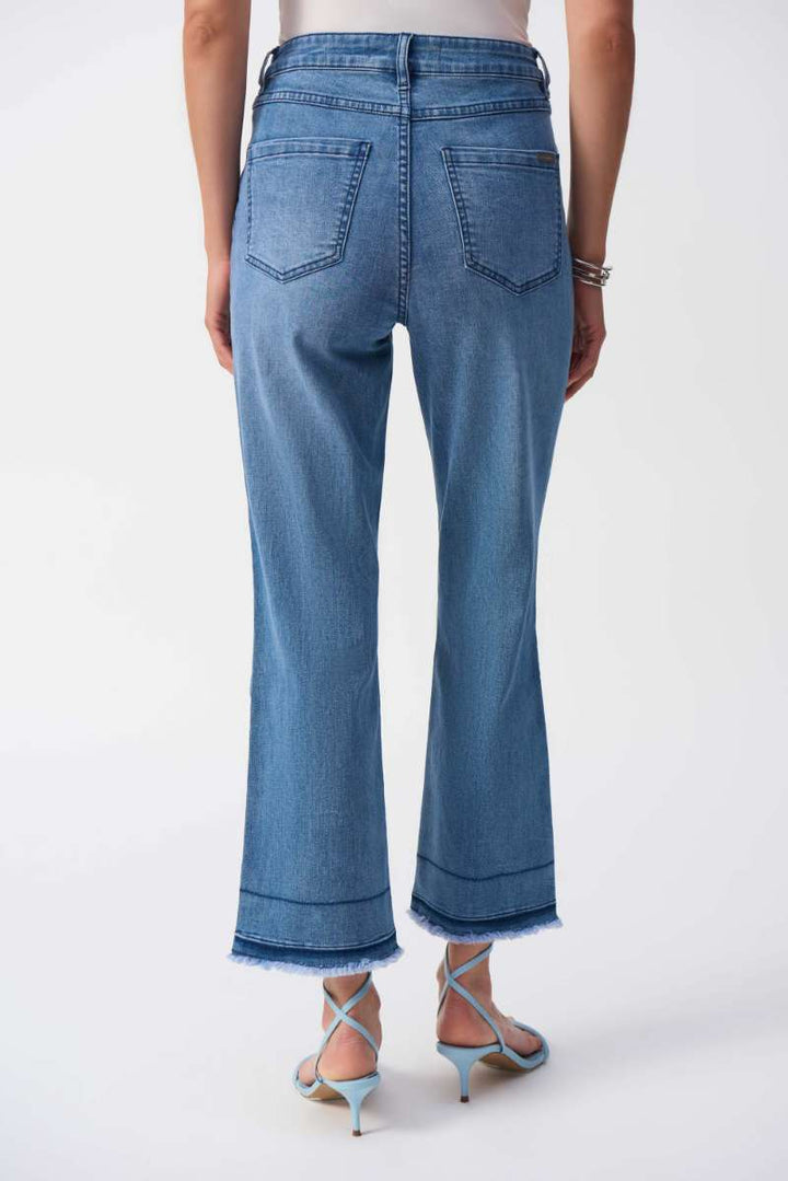 Flare Crop Stretch Jeans in Vintage Blue 251957 by Joseph Ribkoff in 14 / Vintage Blue