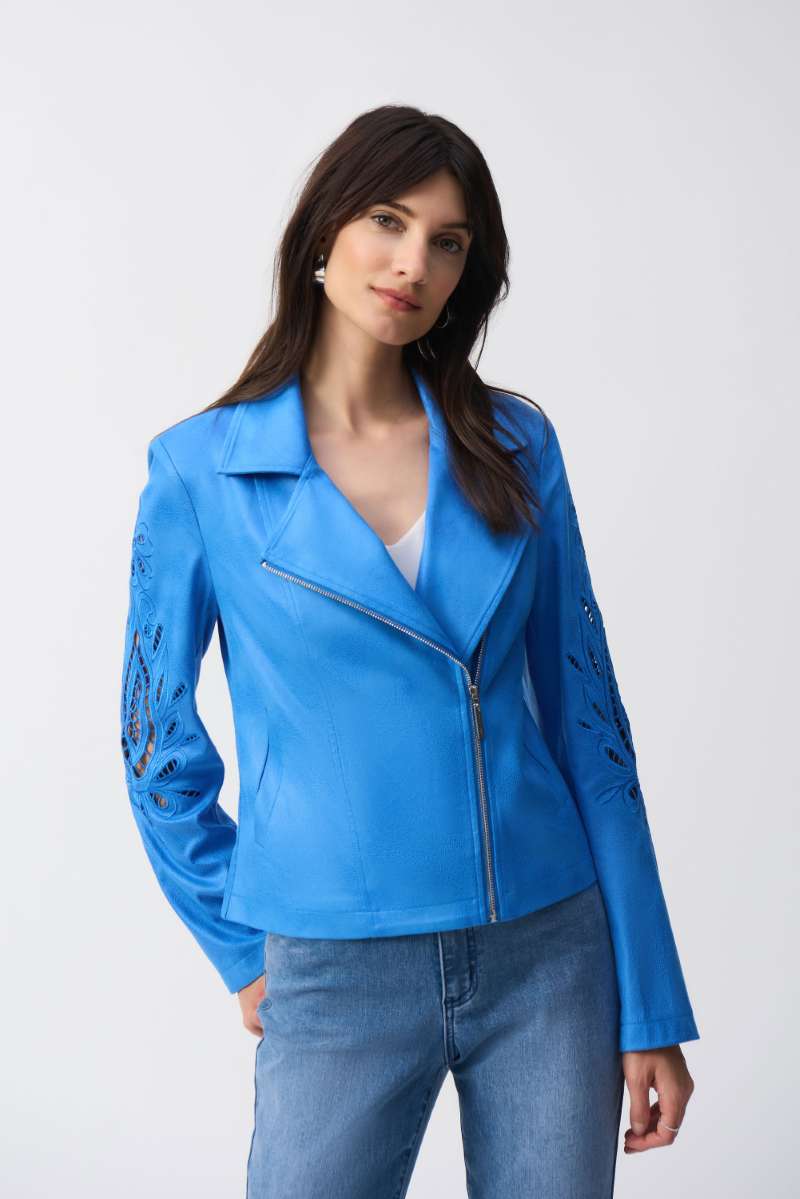 Moto Jacket in Coastal Blue 251936 by Joseph Ribkoff