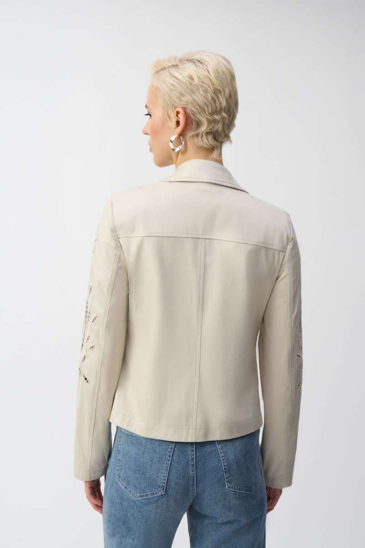 Moto Jacket in Moonstone 251936 by Joseph Ribkoff in S / Moonstone