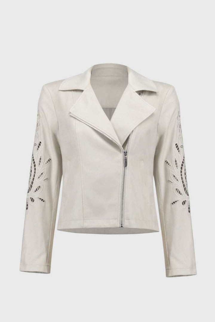Moto Jacket in Moonstone 251936 by Joseph Ribkoff in S / Moonstone
