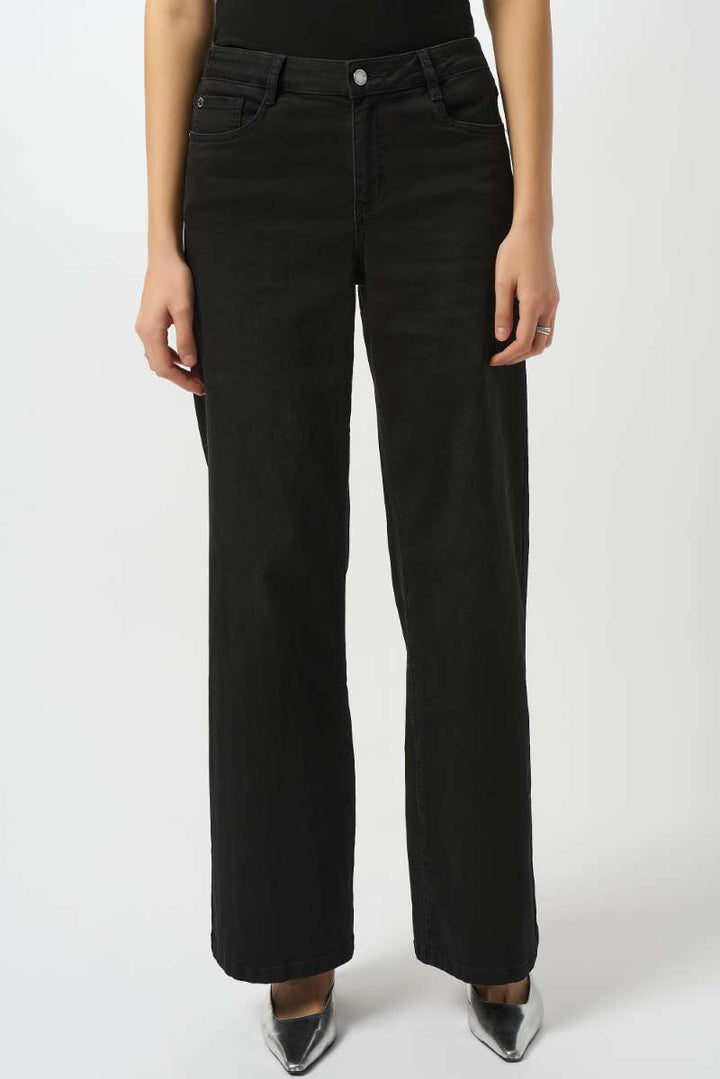 Goldie Classic Wide-Leg Stretch Jeans Featherweave Denim Jeans in 251968 by Joseph Ribkoff in 2 / Black