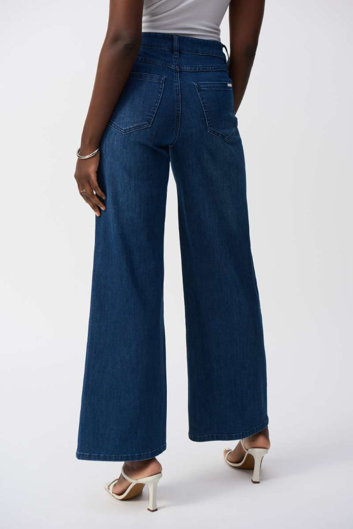 Goldie Classic Wide-Leg Stretch Jeans Featherweave Denim Jeans in 251968 by Joseph Ribkoff in 2 / Black