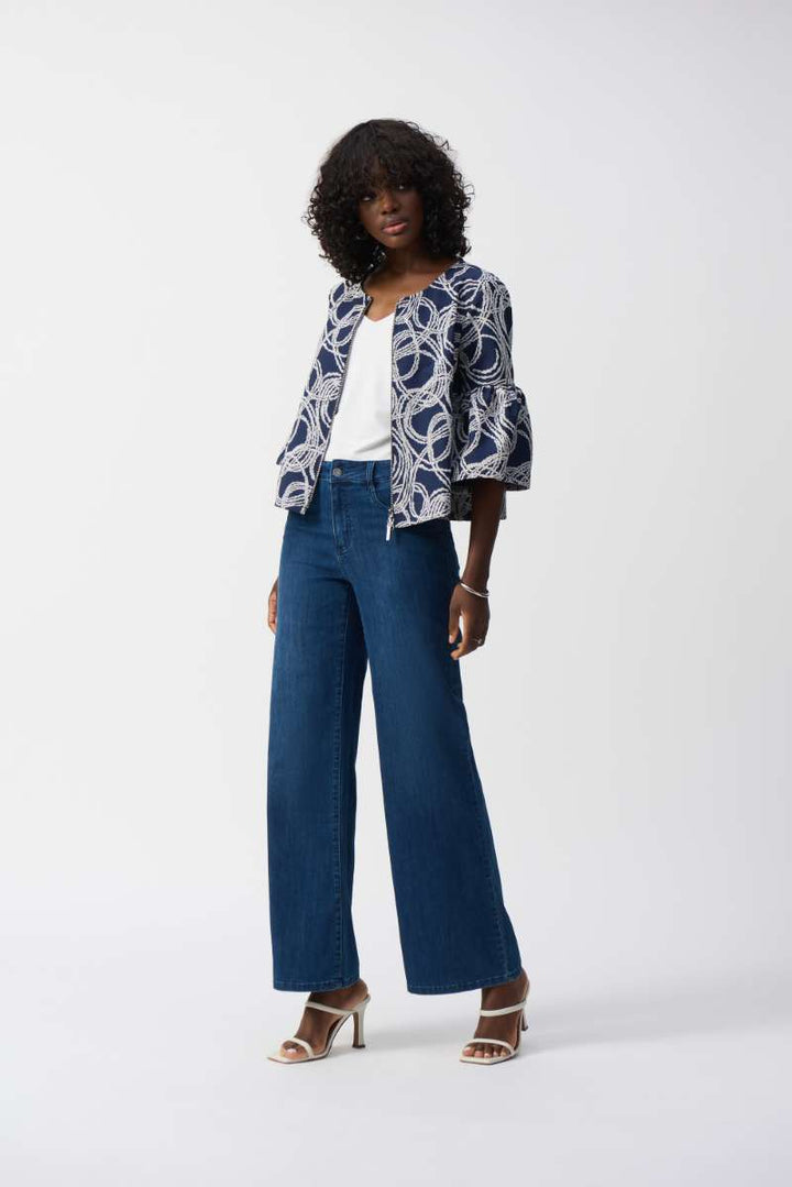 Goldie Classic Wide-Leg Stretch Jeans Featherweave Denim Jeans in 251968 by Joseph Ribkoff in 2 / Black