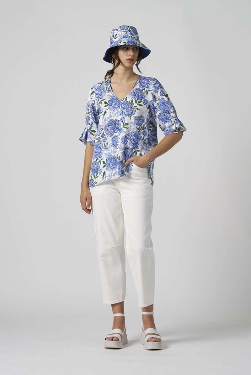 High Tea Top Top in White Multi MS1385 by Madly Sweetly