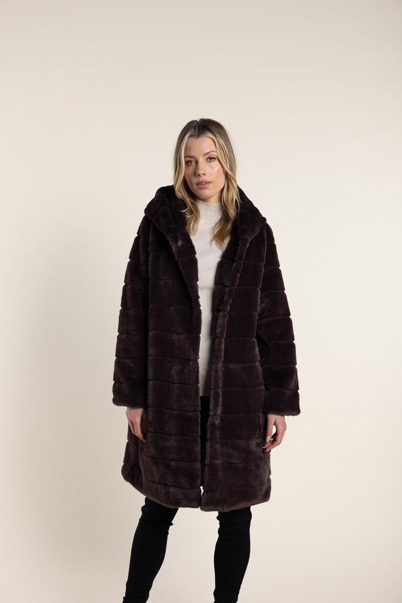 Hooded Fur Coat in Coco 2760 by Two-T's
