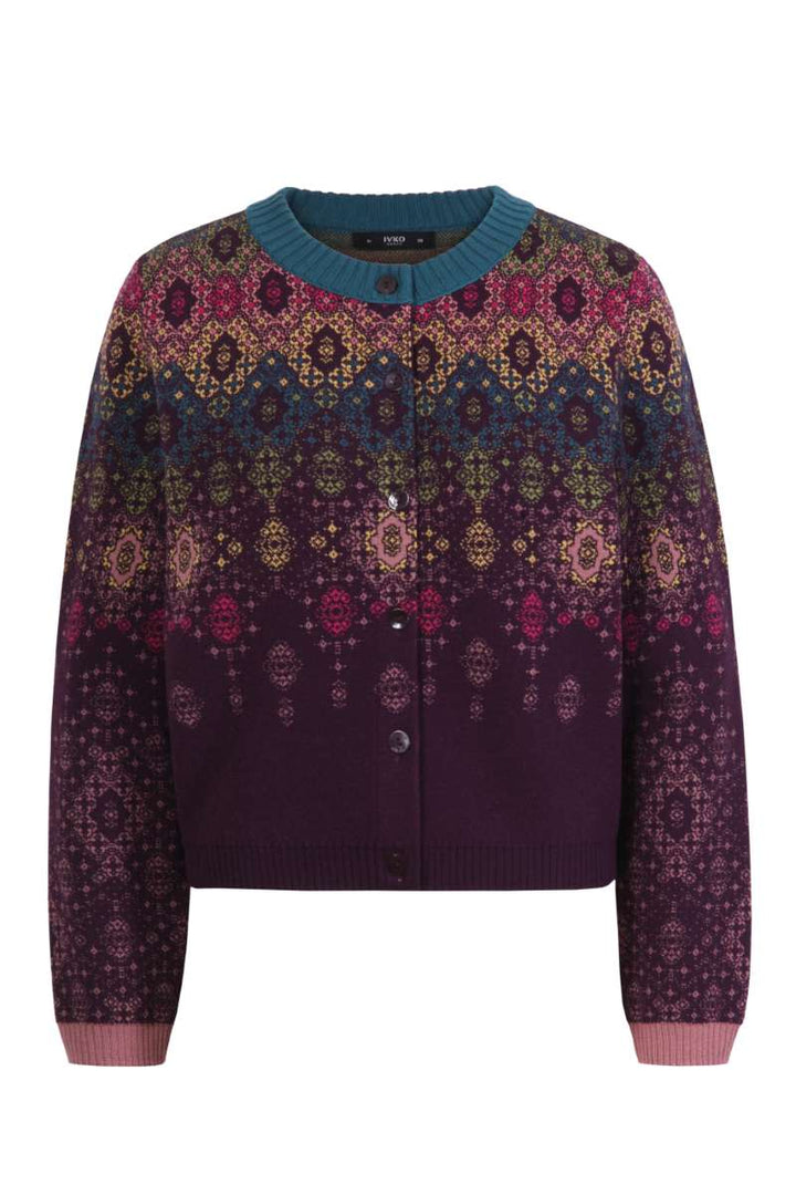 Jacquard Cardigan, Ornament Pattern 242721 by IVKO in 40 / Navy