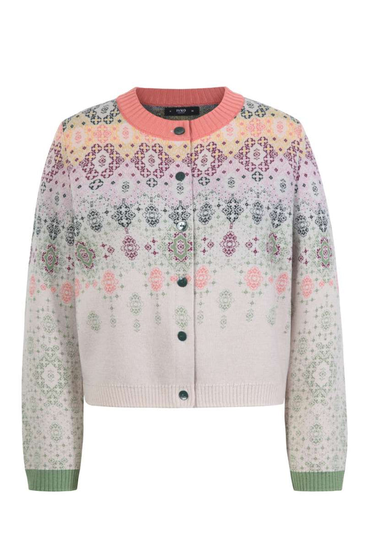 Jacquard Cardigan, Ornament Pattern 242721 by IVKO in 40 / Navy