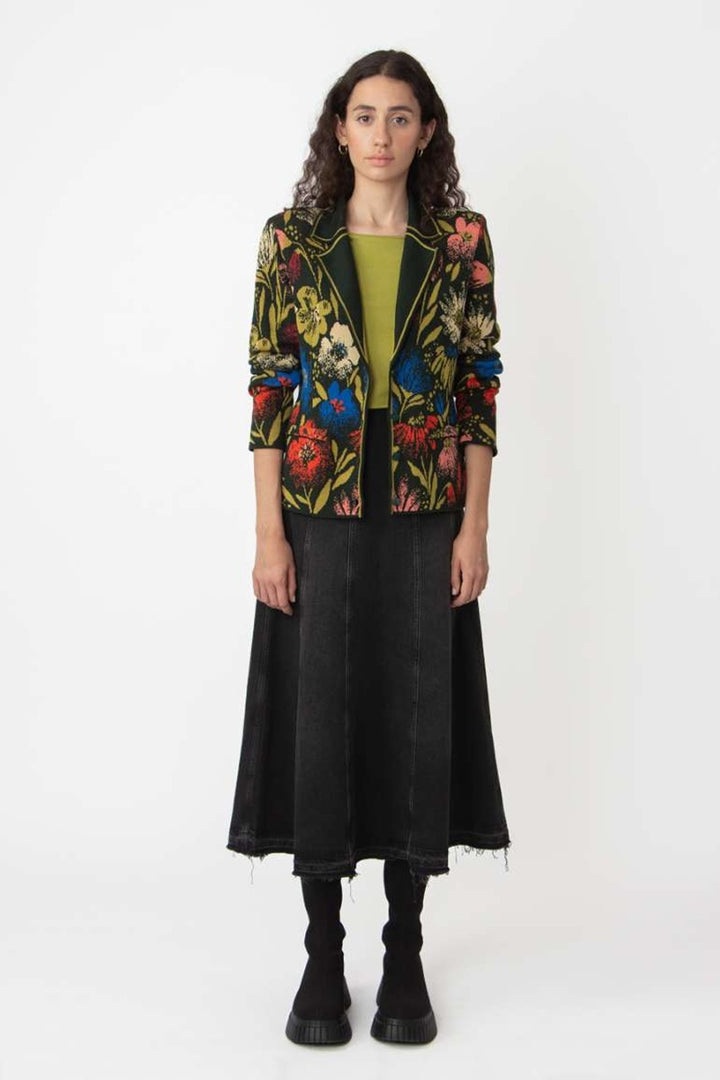 Jacquard Jacket, Floral Pattern in Forest 242612 by IVKO in 38 / Forest