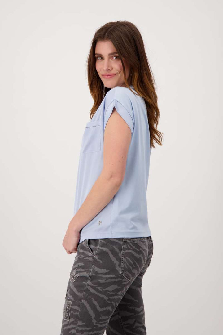 Jersey Blouse Basic Jewelry in Soft Sky 807252MNR by Monari in 34 / Soft Sky