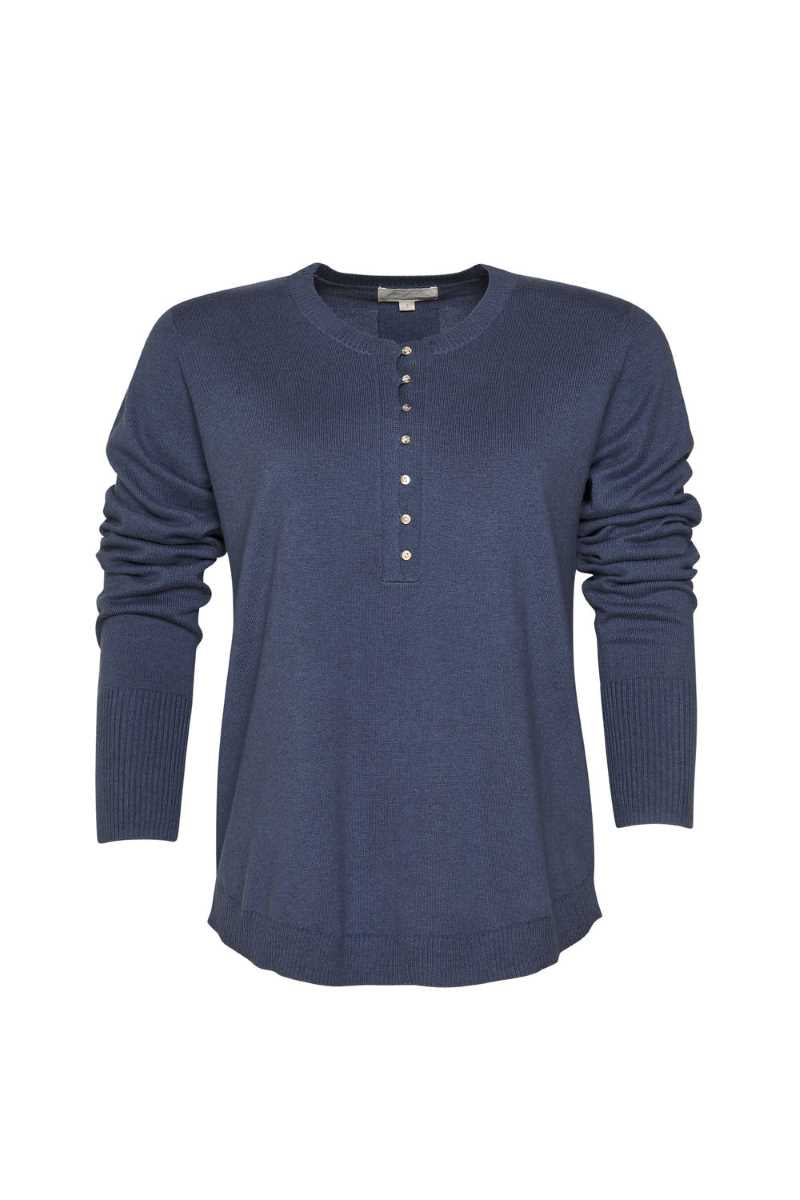 Keepa Henley Sweater in Denim MSK162 by Madly Sweetly