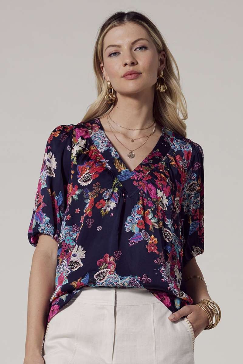 Matera Top in Indigo Multi LS2752 by Loobie's Story