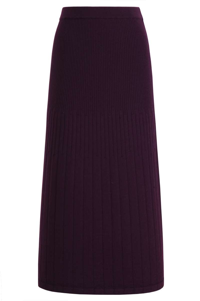 Multi-Stripe Soft Knit Midi Skirt 242450 by IVKO