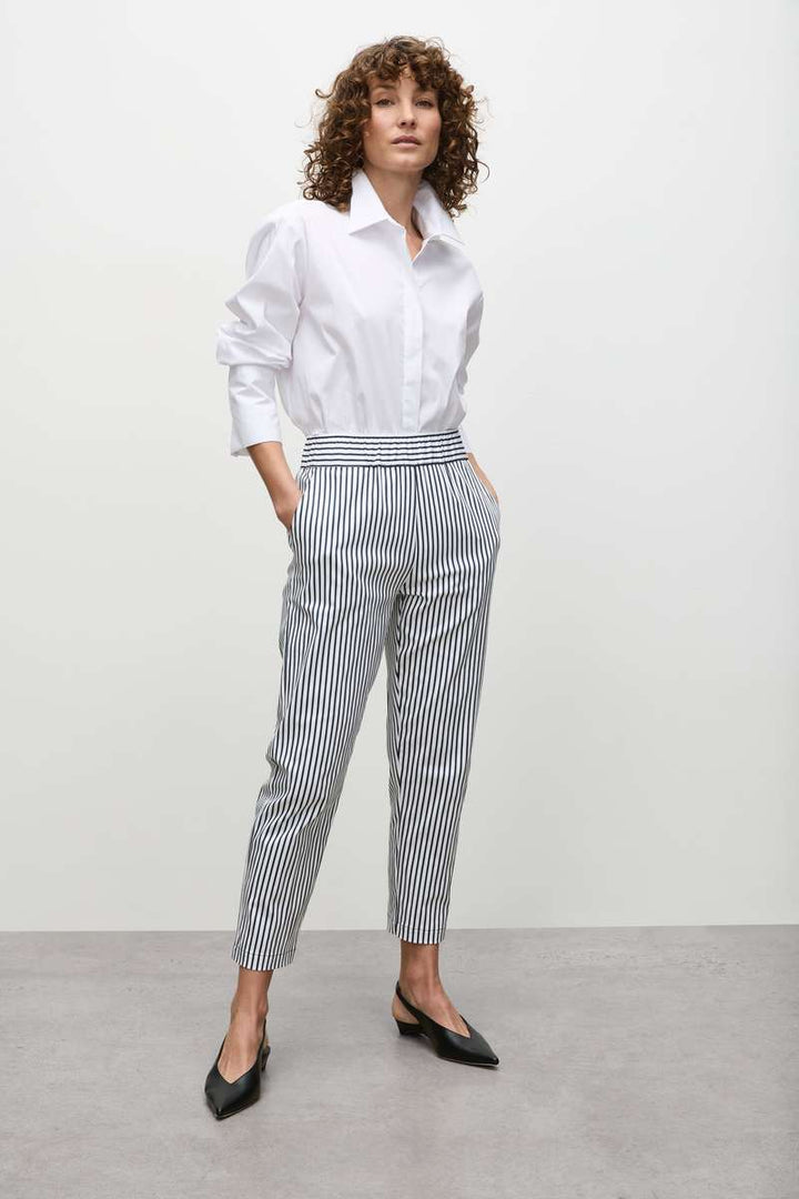 Mela Purdie Nomad Pant in White/Indigo F730 1478 by MELA PURDIE in 20 / Indigo Stripe