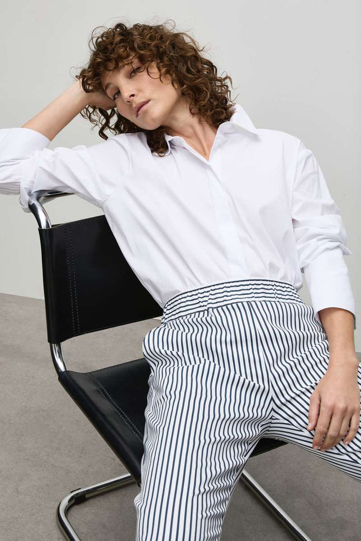 Mela Purdie Nomad Pant in White/Indigo F730 1478 by MELA PURDIE in 20 / Indigo Stripe
