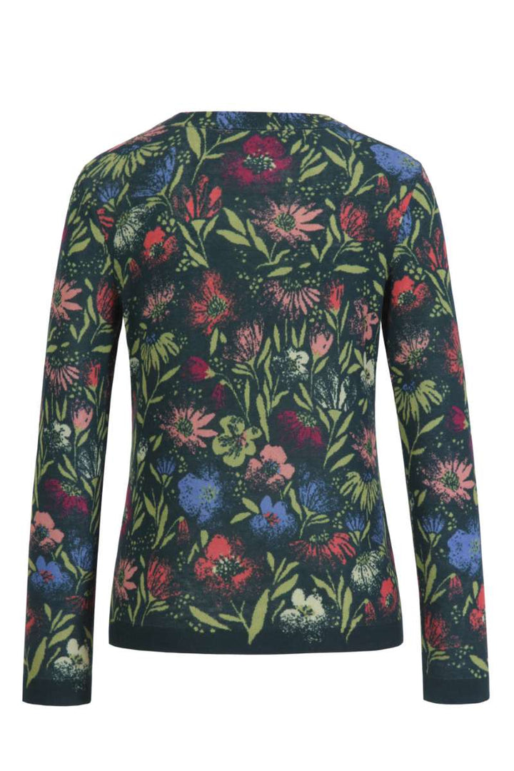 O-Neck Pullover, Floral Print 242633 by IVKO in 38 / Forest