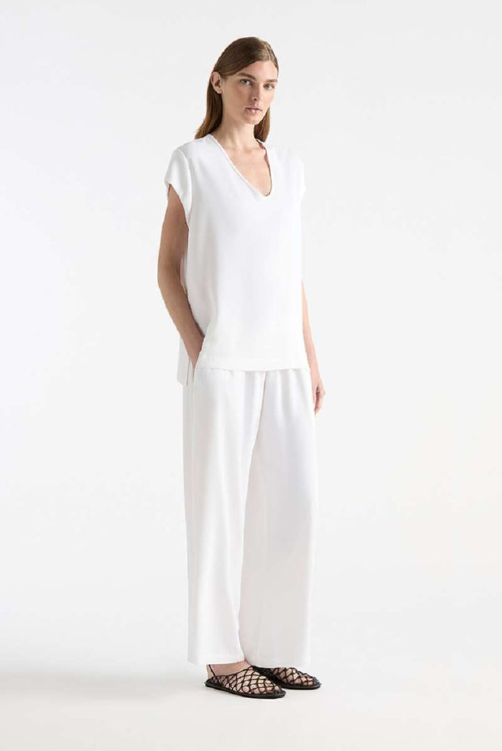 Mela Purdie Pace Pant in White F617 1740 by MELA PURDIE in 18-2X / White
