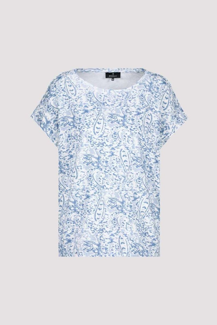 Paisley All-Over T-Shirt in Soft Sky Pattern 806915MNR by Monari in 34 / Soft Sky Pattern