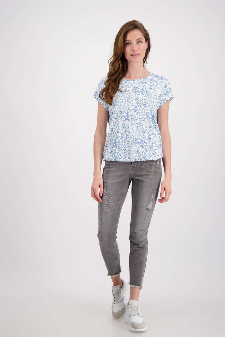 Paisley All-Over T-Shirt in Soft Sky Pattern 806915MNR by Monari in 34 / Soft Sky Pattern