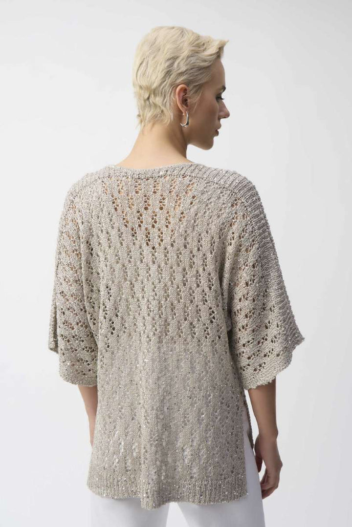 Pointelle Sweater Sequined Pullover in Champagne 251928 by Joseph Ribkoff in S / Champagne