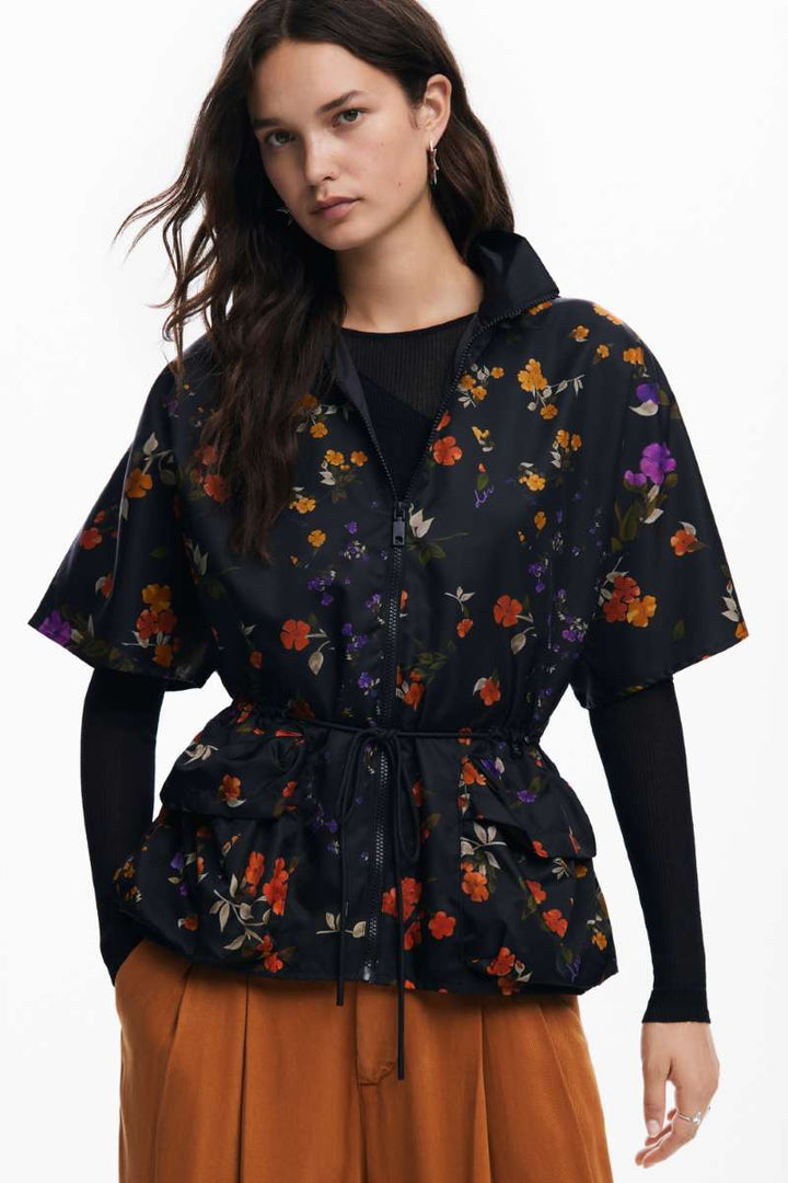 DESIGUAL Poncho Artistic Fower in Black 24WAIY07 by Desigual in OS / Black