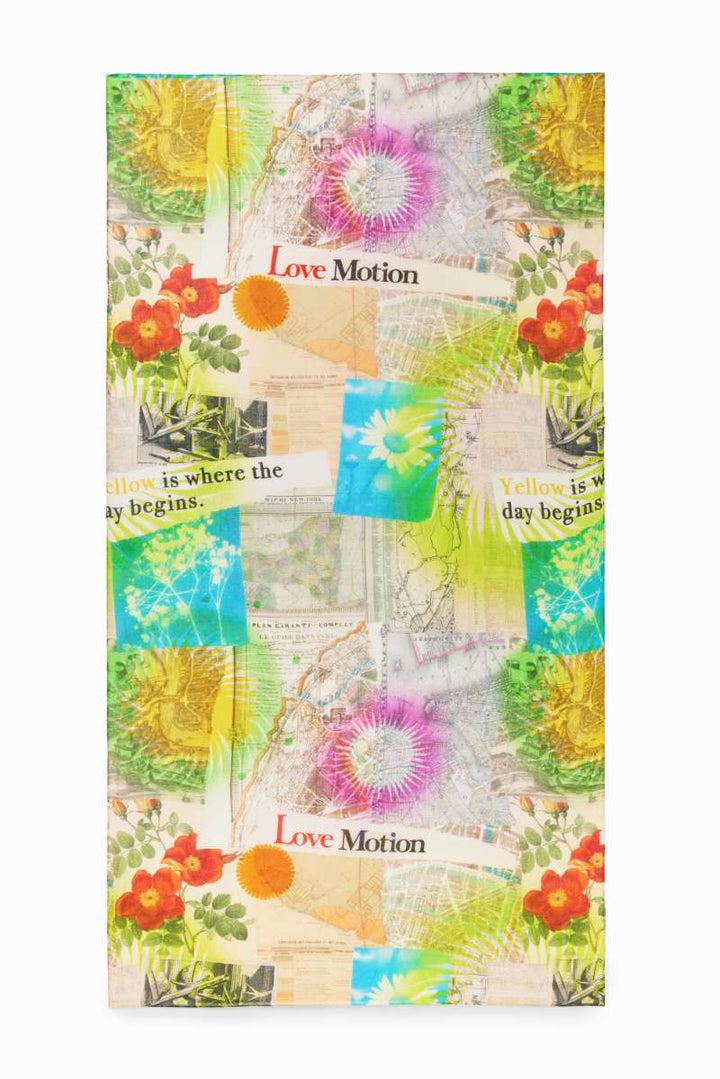 DESIGUAL Rectangular Map Collage Foulard in White 24SAWA231000U by Desigual