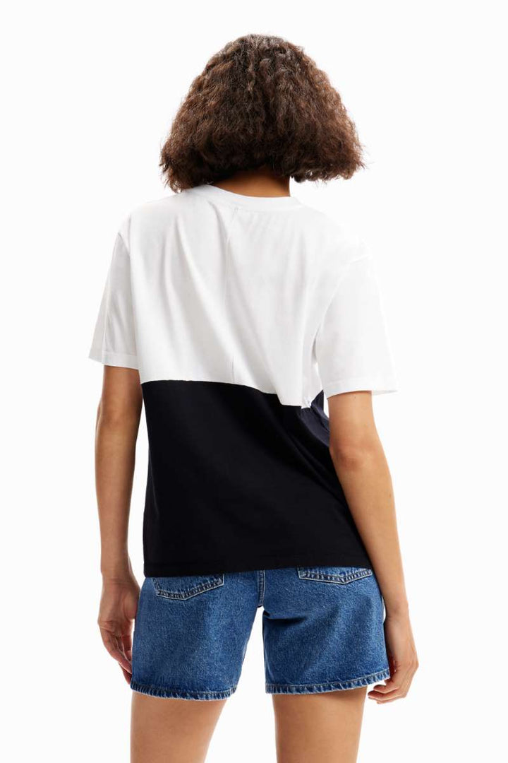 DESIGUAL Retro Patchwork Tshirt in White 24SWTKAZ1000 by Desigual in M